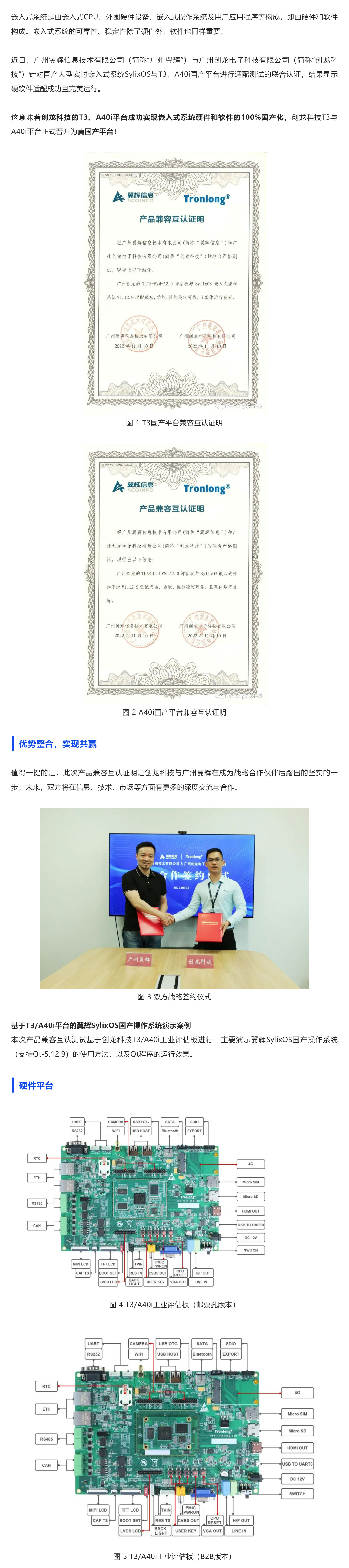 喜訊快報(bào) | <a href='http://m.btstjx.com/' target='_blank'>創(chuàng)龍科技</a>T3/A40i平臺獲得翼輝國產(chǎn)系統(tǒng)SylixOS兼容互認(rèn)證明！